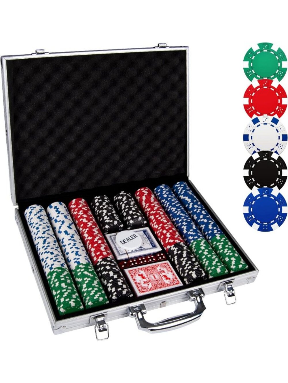 500PCS Poker Chip Set with Aluminum Case, 11.5g for Texas Hold'em & Blackjack